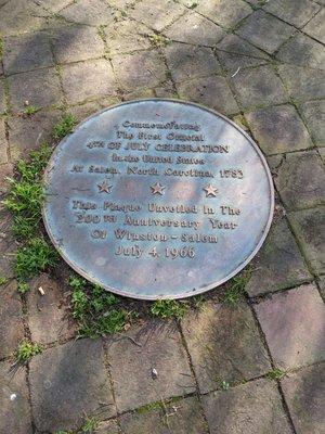 First Official 4th of July Celebration Plaque, Winston-Salem