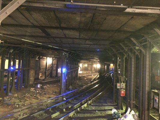 Subway tunnels under neath time square