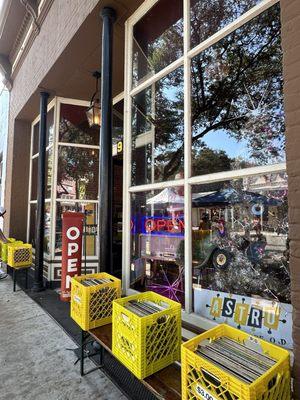 Store front of Astro Records in Bastrop