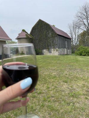 Red wine and barn