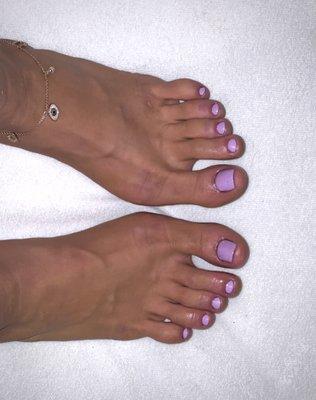 After:
 W/ shellac polish & tip w/ acrylic on big toes