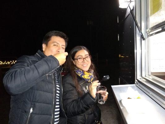 Joy on their faces after tasting the pumpkin dump cake for the first time.