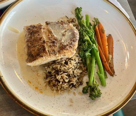 Black Grouper Blackened w/Wild Rice & Veggie's