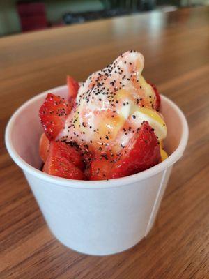 Cup with strawberry lemon poppyseed