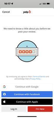 Even yelp requires your info