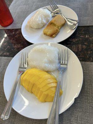 Mango with Sticky Rice and Thai Egg Custard with Sticky Rice