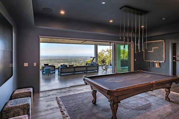 A game room with a view! Indoor/outdoor living at it's best!