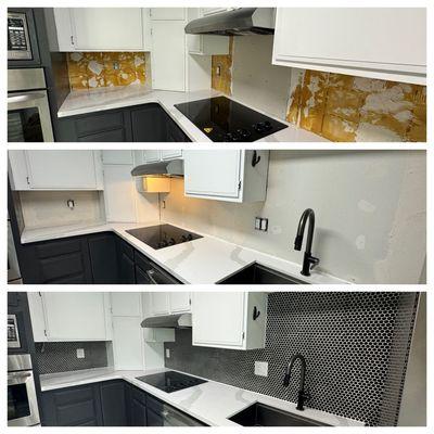 Backsplash installation, tile installation