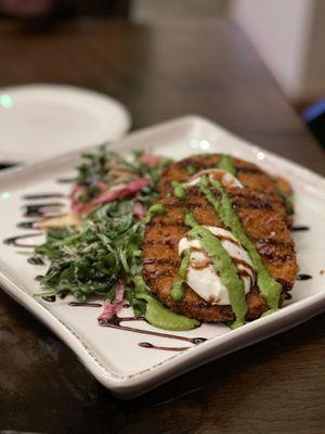 Fried green tomato caprese