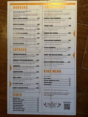 Food menu