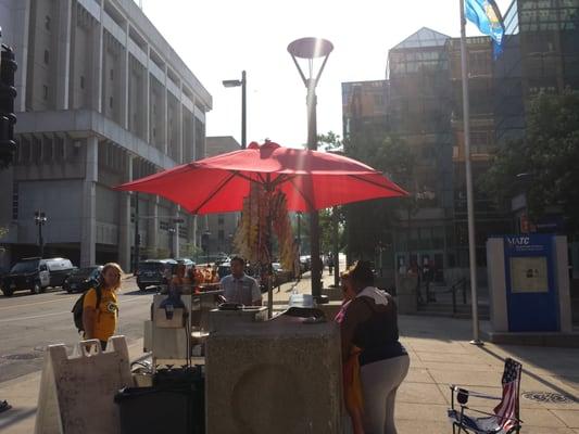 Hot dog cart in front of MATC