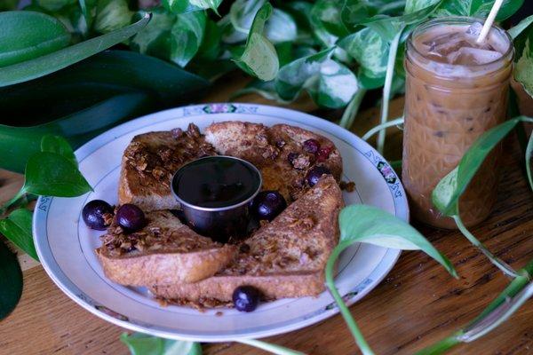 French Toast with house made granola & blueberries