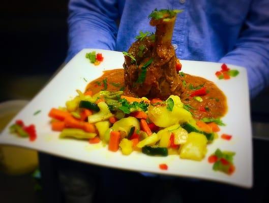 Delicious Lamb Shank with Steamed Vegetables