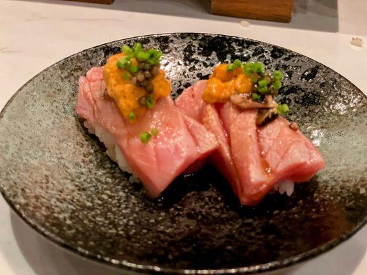 Tuna, uni, and caviar - wow!