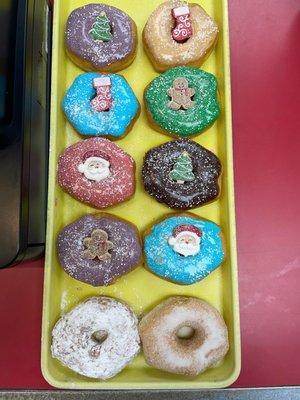 Christmas donuts get it before there gone limited time only