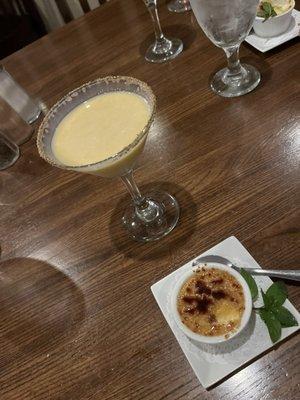 Egg Nog Martini (holiday season only) and Crème Brûlée.