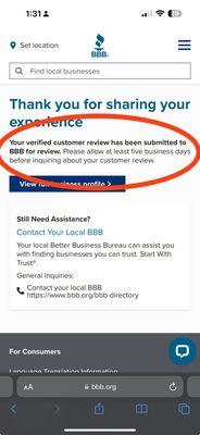 BBB.org official complaint