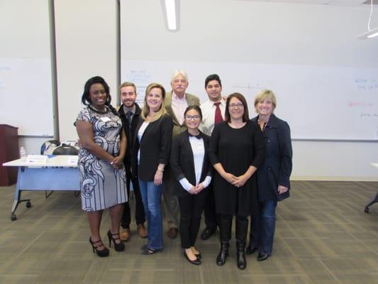 Class 14, Section A: Elevator Pitch winners with guest judges