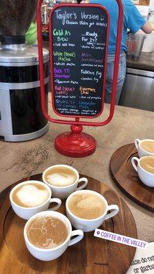 Taylor Swift themed coffee flight