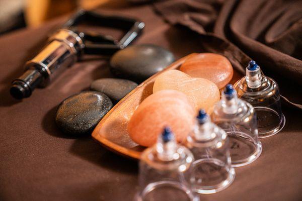 Our rejuvenation technique include Himalayan hot stones essential oils, dry brushing and cupping.