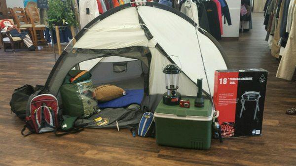 Love this display of camping gear at LiftUp!