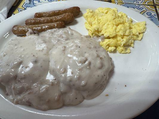 Home Style Biscuits and Gravy with 2 Large Eggs