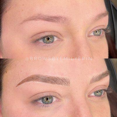 "Soft" combo brow before and after