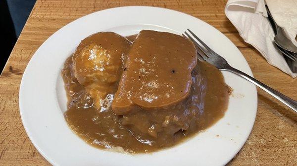 Half order open faced roast beef sandwich