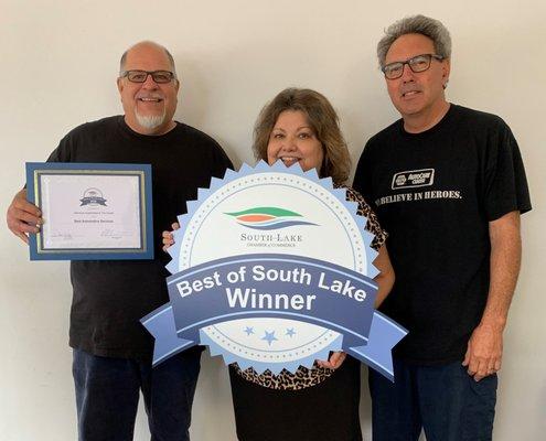 South Lake Chamber of Commerce voted Best Automotive Services