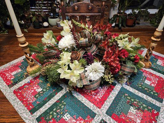 Christmas flowers that made the table astonishing.