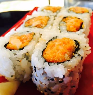 The spicy yellowtail roll has something crunchy in it & Japanese chili paste it's one of my new fave rolls :)...