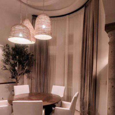 Elegant curtains for tall, curved walls, designed to contrast beautifully with your decor. Adds sophistication and highlights any space.