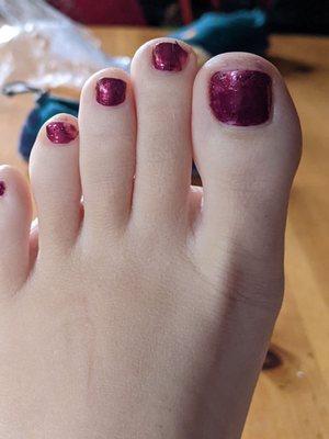 My pedicure, not touched at all.