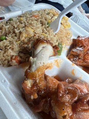 Rice with 5 Piece Wings and Drink honey mild wings