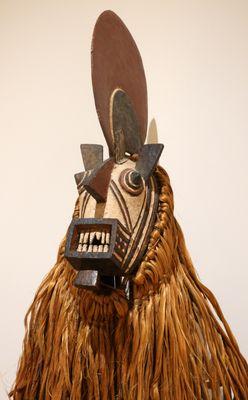 Kobiay mask; Burkina Faso; Bwa culture; early to mid-20th century; wood, tin, tacks, fiber cord, indigenous polychrome