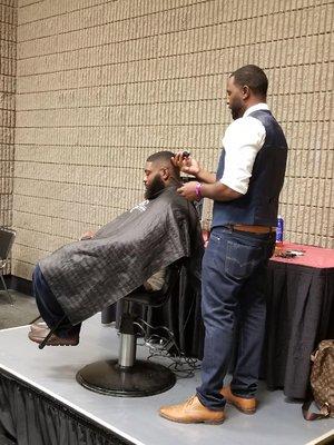 Co-Owner Stan teaching a Classic Fade at Bronner Bros 2017.