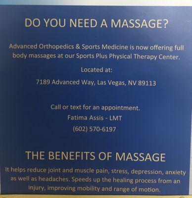 They are offering massages now