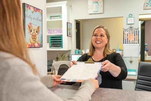 Patient checking in at Watauga Dental Center