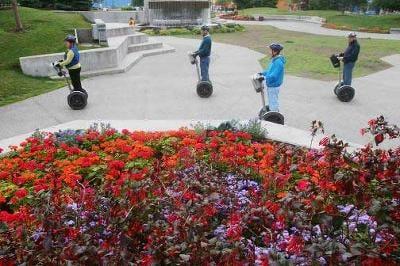 Segways in the Town Square, enjoying the view and the ride.