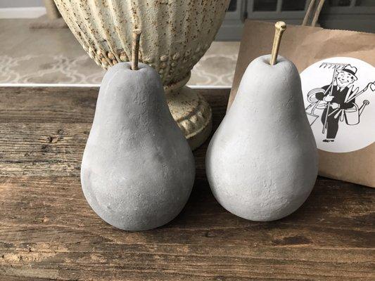 By far my favorite decor shop ever, two concrete pears came home this year