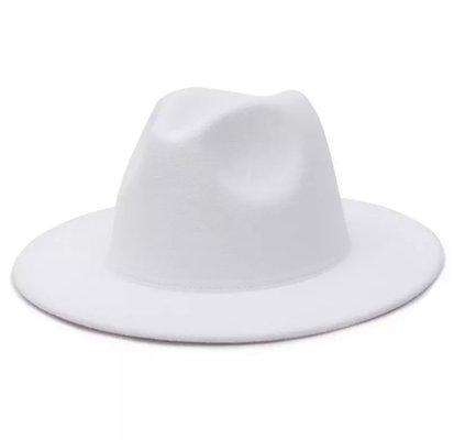 All white solid fedora hat