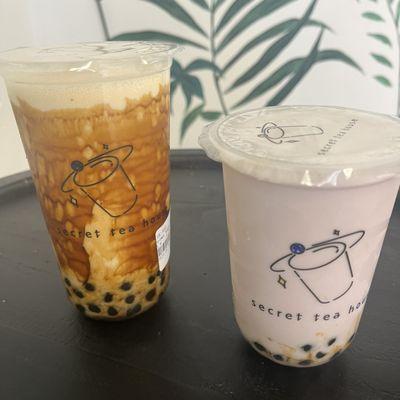 We order taro tea and cookies and cream bubble tea