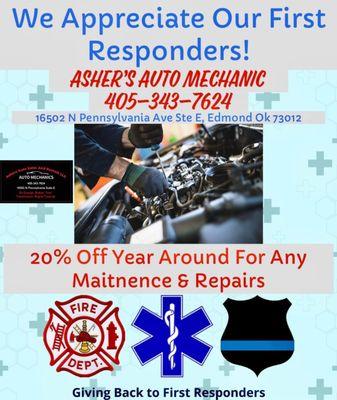 We will always Honor and Respect our First Responders!! Here's our way of giving back to them!