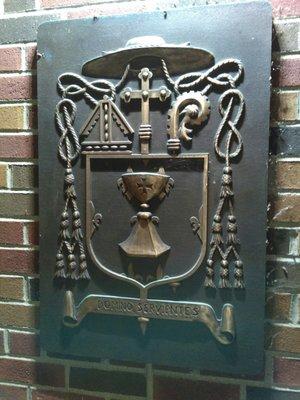 Diocesan emblem outside the St. Cloud Hospital.