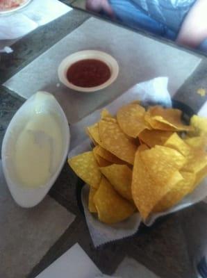 Nachos with salsa and queso