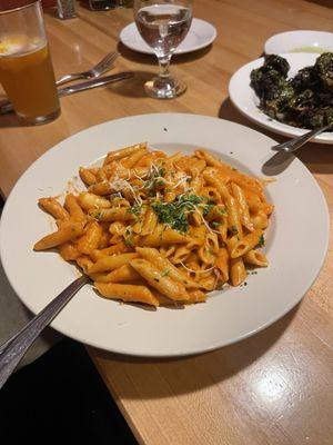 Penne ala vodka with shrimp