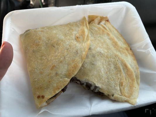 Carne Asada, quesadilla meat, and cheese