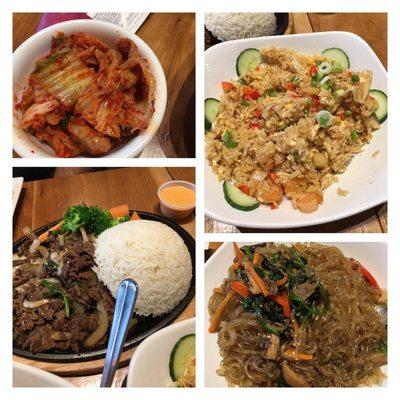 Kim Chee, fried rice, bulgogi, and fried noodles.  Yummy!!!!