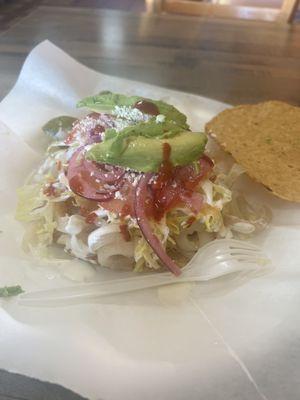 Tostada de cueritos  and I also got a torta de hamon salami Turkey that was good