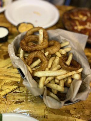 Fries and onion rings ..